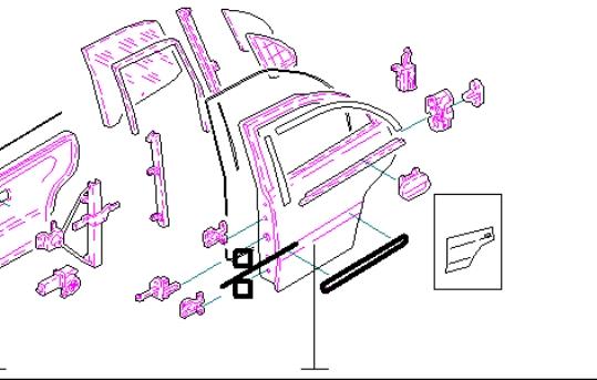 Молдинг задніх лівих дверей, нижній Hyundai Sonata (EF) (Хендай Соната)