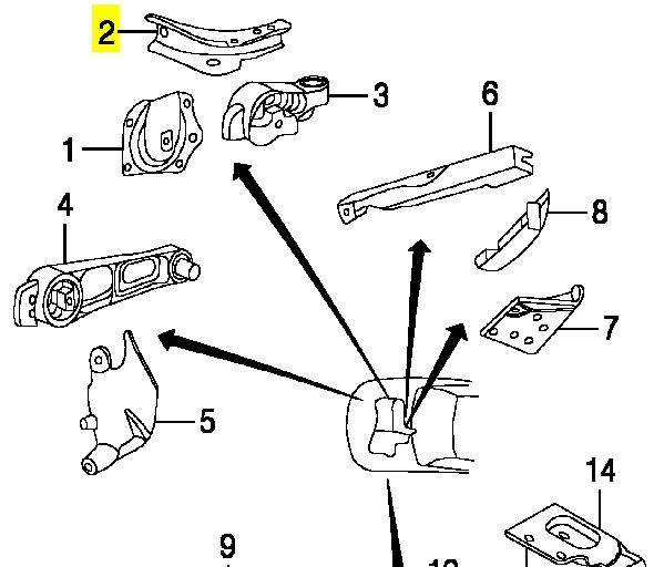  Кронштейн подушки (опори) двигуна, передньої Chrysler PT Cruiser 