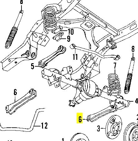 52088521AB Chrysler Важіль/тяга задньої підвіски подовжній нижній, лівий/правий