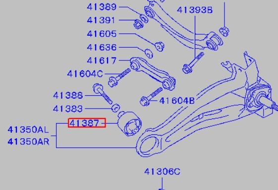 4120A001 Mitsubishi Сайлентблок заднього поздовжнього нижнього важеля