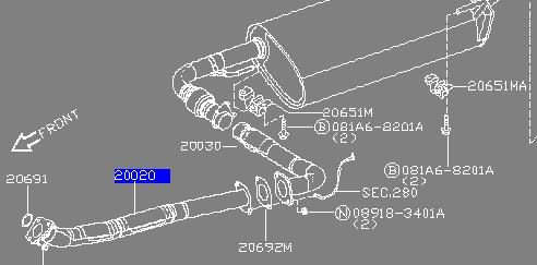 Купити 20020EB300 Nissan/Infiniti Глушник, передня частина