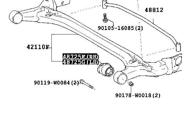 Сайлентблок задньої балки/підрамника Toyota 487250F010 ціна, від 19.84 USD