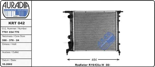 RT2042 AVA Радіатор охолодження двигуна
