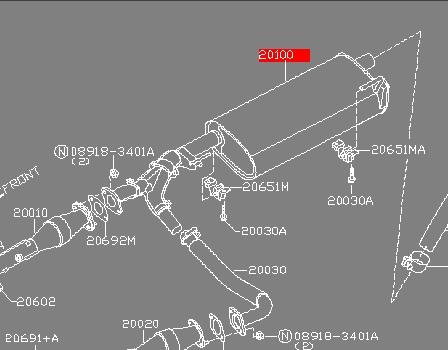 Глушник, центральна частина 20100EA210 Nissan