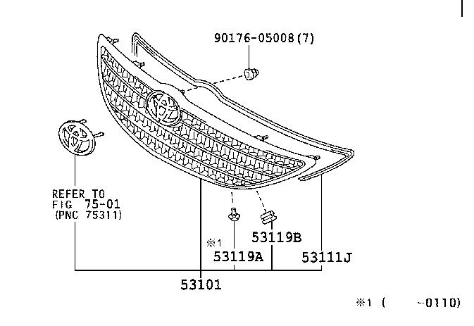 Решітка радіатора 5310133110 Toyota