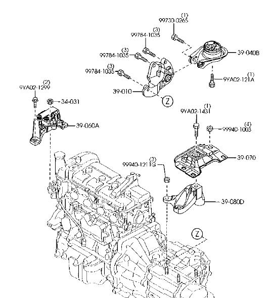 Подушка (опора) двигуна, ліва верхня Mazda BP4N39070C ціна, від 39.67 USD