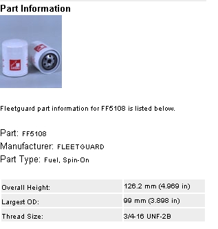 Фільтр паливний Fleetguard FF5108