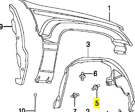 Пістон (кліп) кріплення підкрилки переднього крила Chrysler 34201631