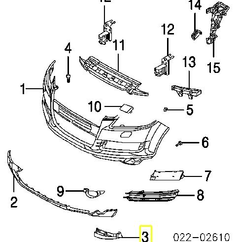 Купити 4L0807514A VAG Спойлер переднього бампера, правий