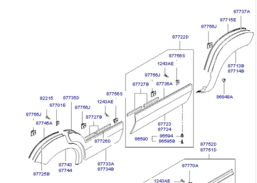 Молдинг передньої лівої двері Hyundai/Kia 877232E010 ціна, від 405.82 USD