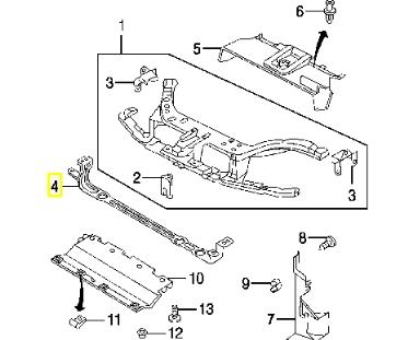 Супорт радіатора нижній/монтажна панель кріплення фар YS4Z16138RB Ford