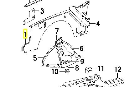 55255675 Chrysler панель бризковика (лонжерону моторного відсіку, ліва)
