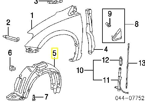 53876AE020 Toyota Підкрилок переднього крила, лівий