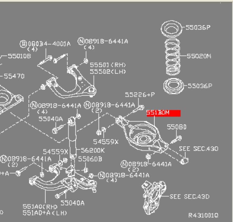 Балансир задній нижній Nissan/Infiniti 551B0EA500