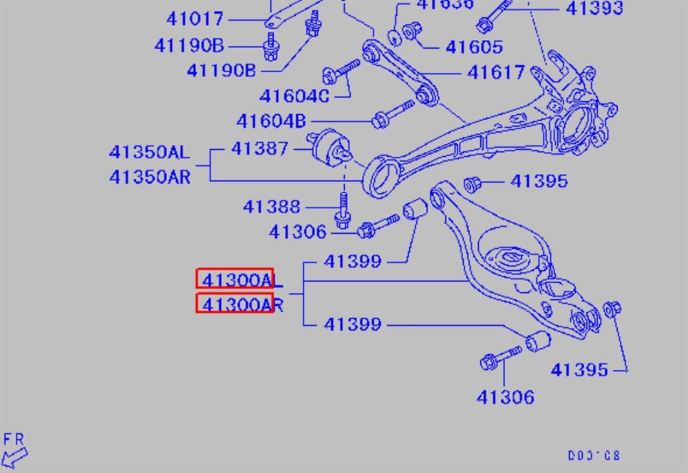 Важіль задньої підвіски нижній, лівий Mitsubishi 4113A037 ціна, від 29.32 USD