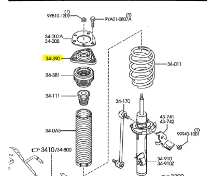 Опора амортизатора переднього BP4L34380 Mazda