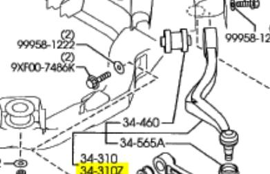 Важіль передньої підвіски нижній, лівий GR1A34J50 Mazda