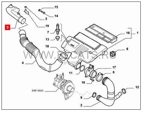 Повітрозабірник повітряного фільтра 51703927 Fiat/Alfa/Lancia