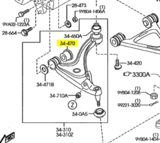 F18934470 Mazda Сайлентблок переднього нижнього важеля