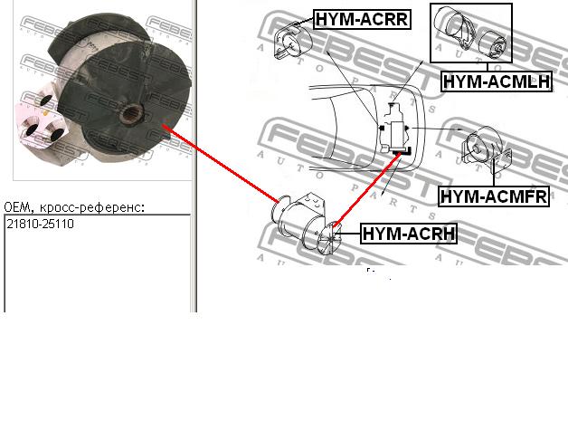 Купити 2181025110 Hyundai/Kia Подушка (опора) двигуна, права