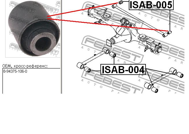 Сайлентблок заднього поперечного важеля ISAB005 Febest