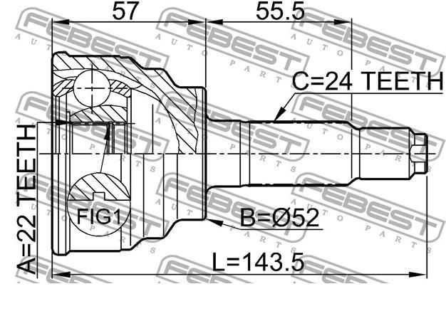 Граната колісна Febest 0510001 ціна, від 24.70 USD