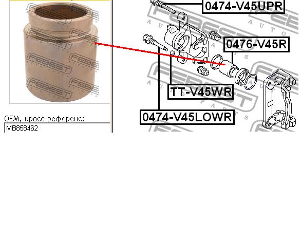 Поршень супорту гальмівного, заднього Febest 0476V45R ціна, від 21.45 USD