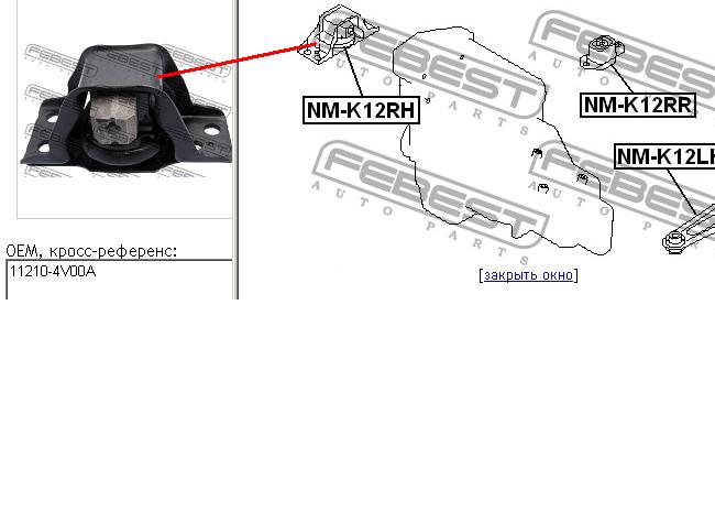Купити NMK12RH Febest Подушка двигуна передня