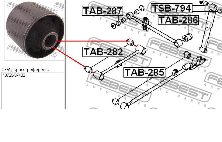 Сайлентблок заднього поздовжнього важеля TAB282 Febest
