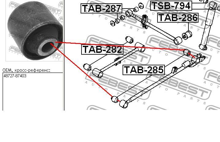 Сайлентблок заднього поздовжнього нижнього важеля TAB285 Febest