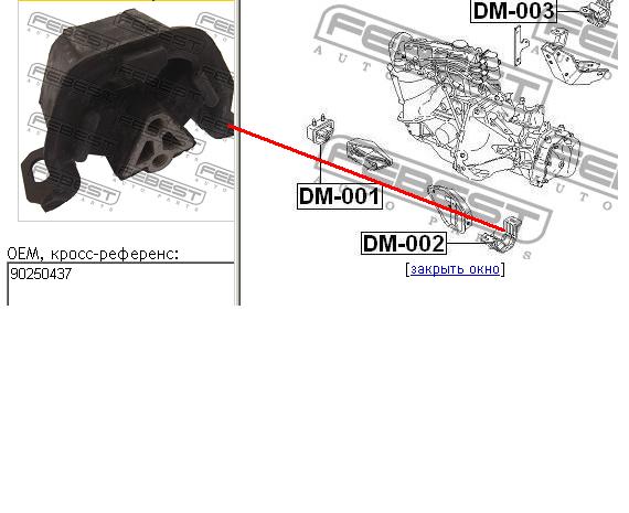Купити DM002 Febest Подушка (опора) двигуна, ліва