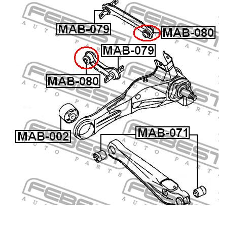 Сайлентблок цапфи задньої MAB080 Febest
