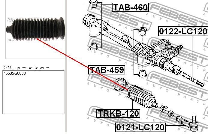 Пильник рейки Febest TRKB120