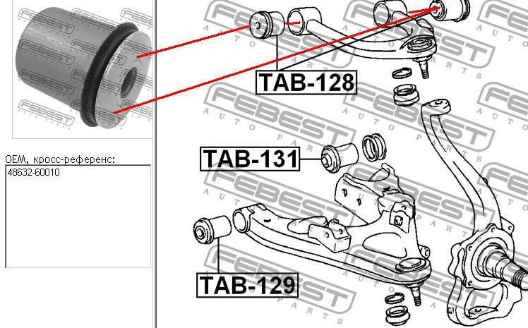 Сайлентблок переднього верхнього важеля TAB128 Febest