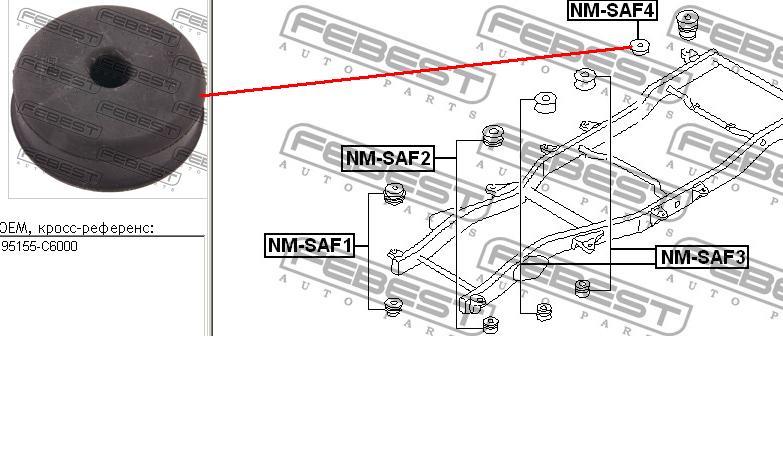 Подушка рами (кріплення кузова) Nissan/Infiniti 95155C6000