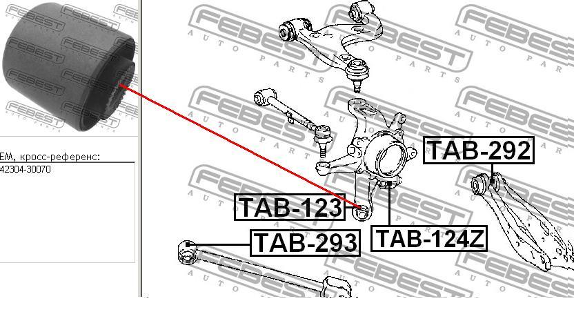 Сайлентблок цапфи задньої Febest TAB123 ціна, від 8.15 USD