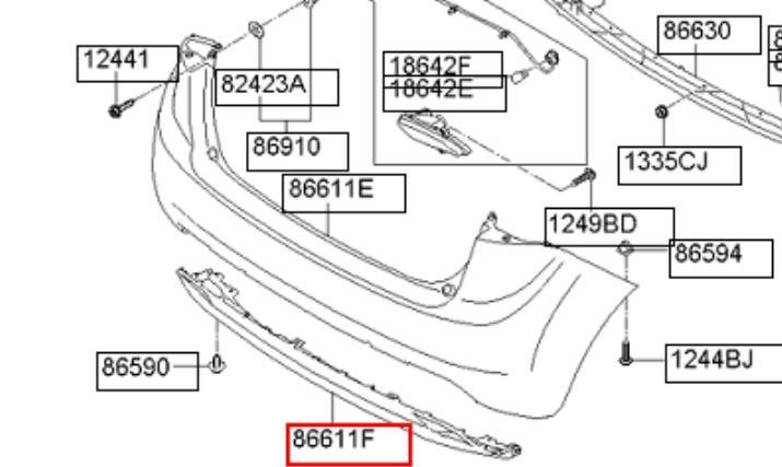 Спойлер заднього бампера 866121P000 Hyundai/Kia