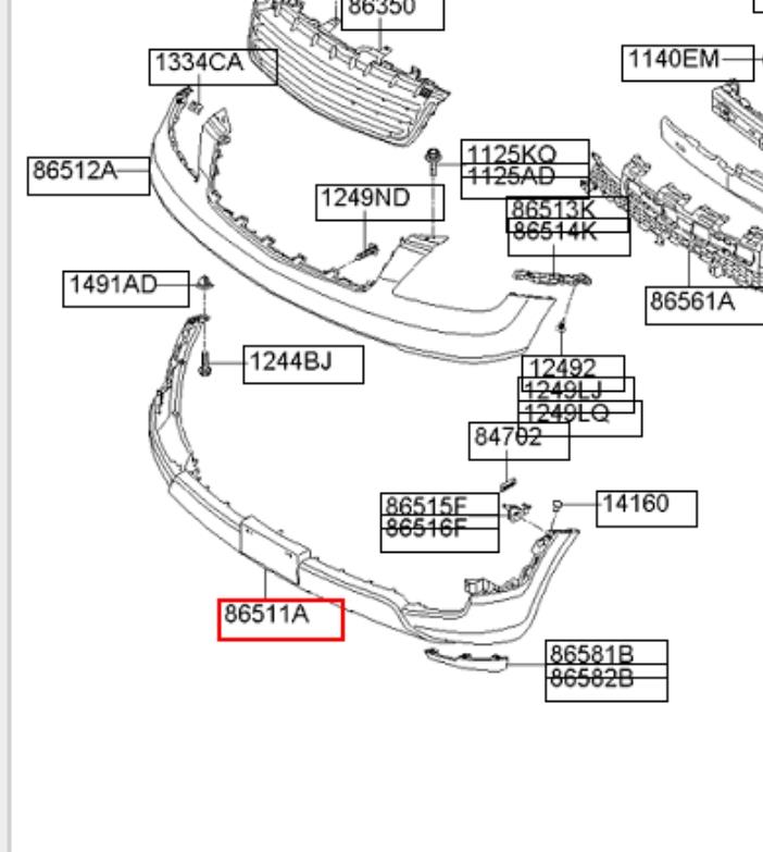 865112J000 Hyundai/Kia Бампер передній, нижня частина