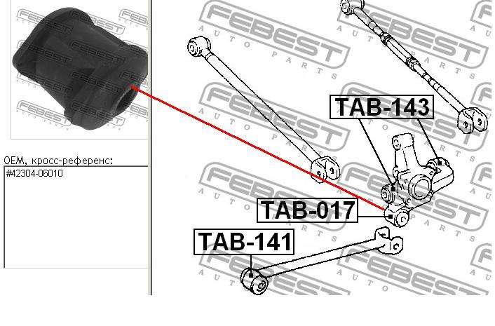 Сайлентблок цапфи задньої TAB017 Asva