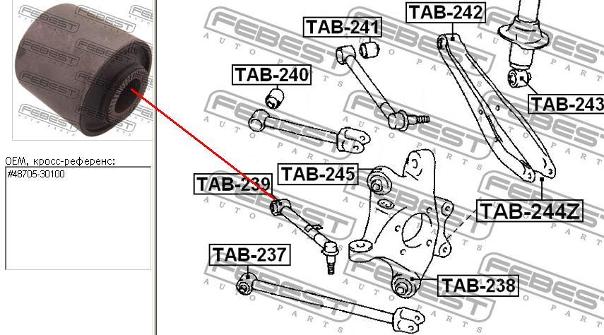 RU2735 Japan Parts Сайлентблок тяги поперечної, задньої підвіски