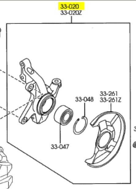 Цапфа поворотного кулака Mazda L20633020B