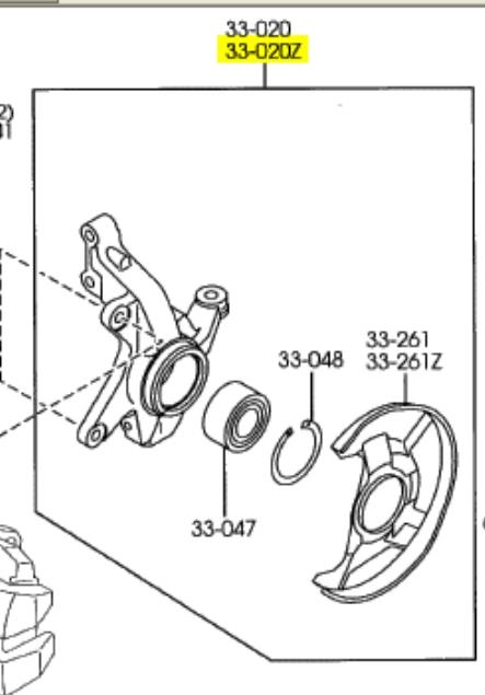 L20633030A Mazda Цапфа - поворотний кулак передній, лівий