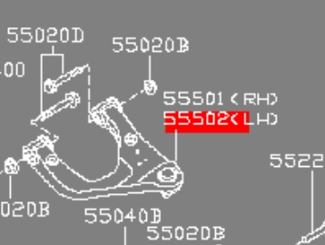 Важіль задньої підвіски верхній, лівий 55502EB300 Nissan/Infiniti