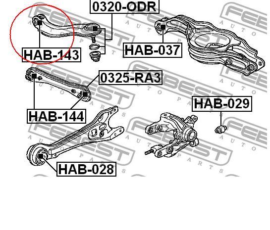 HAB143 Febest Сайлентблок верхнього важеля