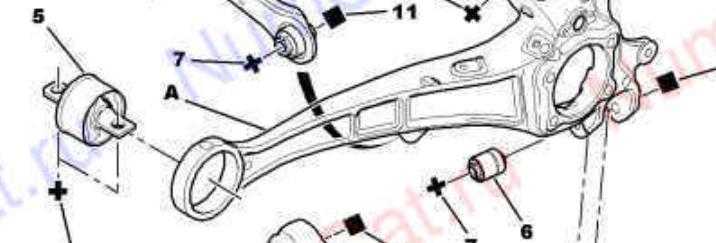 Важіль/тяга задньої підвіски подовжній нижній, правий Citroen C-Crosser (EP) (Сітроен C-Crosser)