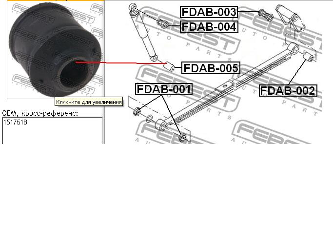 Купити FDAB005 Febest Задні втулки амортізатора