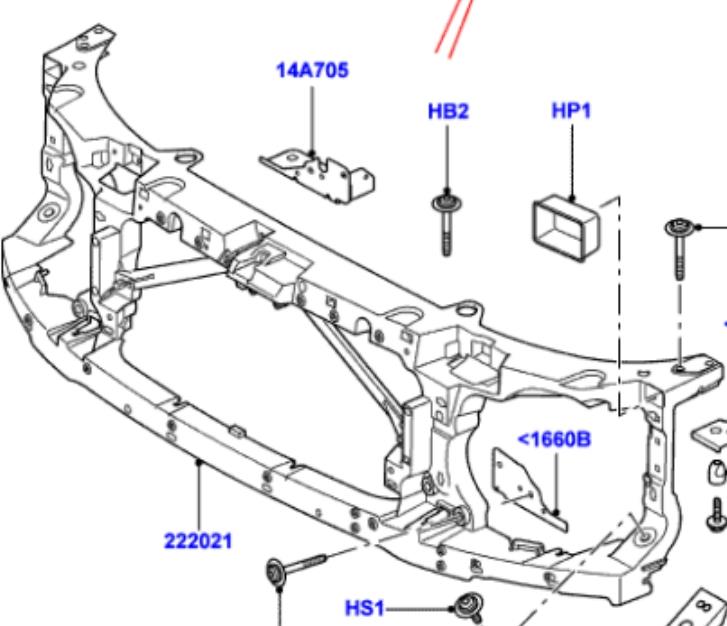 LR024332 Land Rover супорт радіатора в зборі/монтажна панель кріплення фар