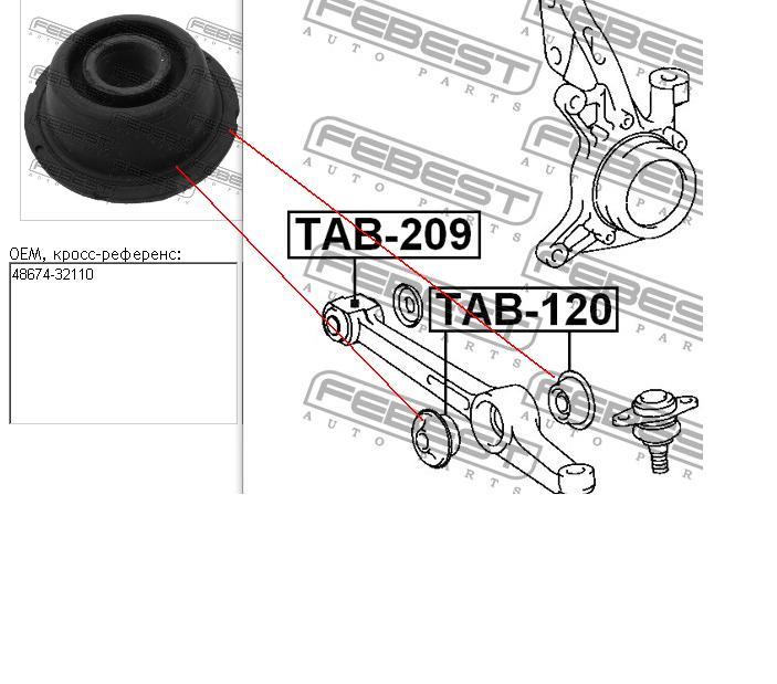 Сайлентблок нижнього важеля передньої підвіски Febest TAB120 ціна, від 5.13 USD
