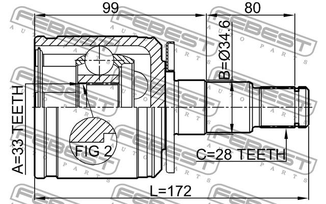 Купити 0411KB4LH Febest Граната внутрішня, передня, ліва