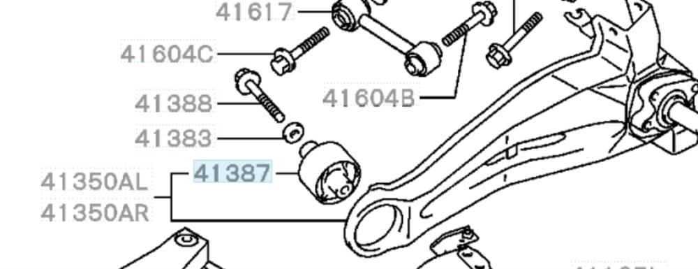 Сайлентблок заднього поздовжнього нижнього важеля Mitsubishi 4120A012 ціна, від 35.57 USD